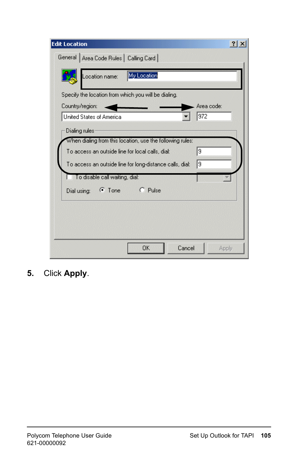 Click apply | Polycom 400 User Manual | Page 112 / 132