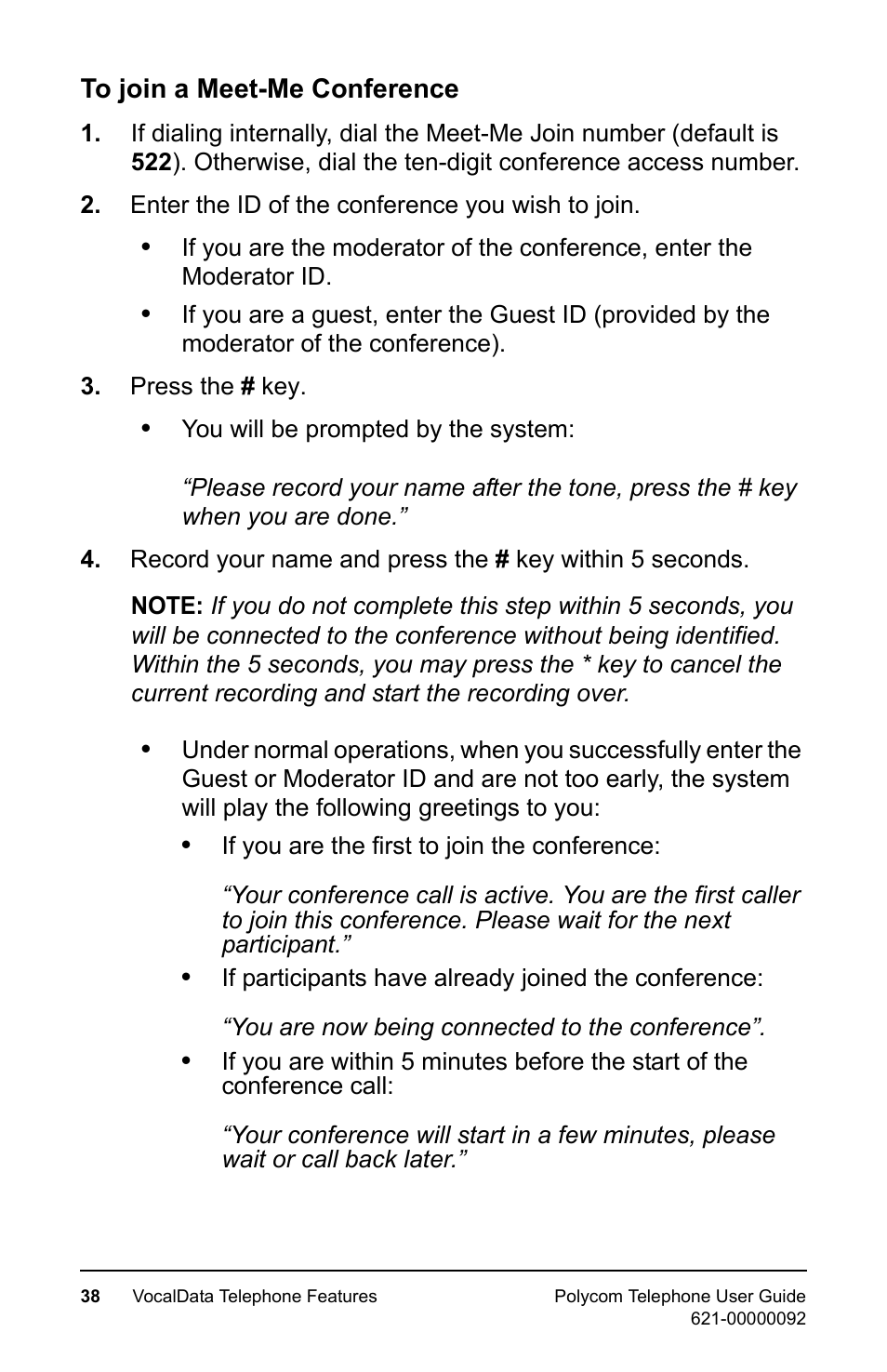 To join a meet-me conference | Polycom 400 User Manual | Page 45 / 132