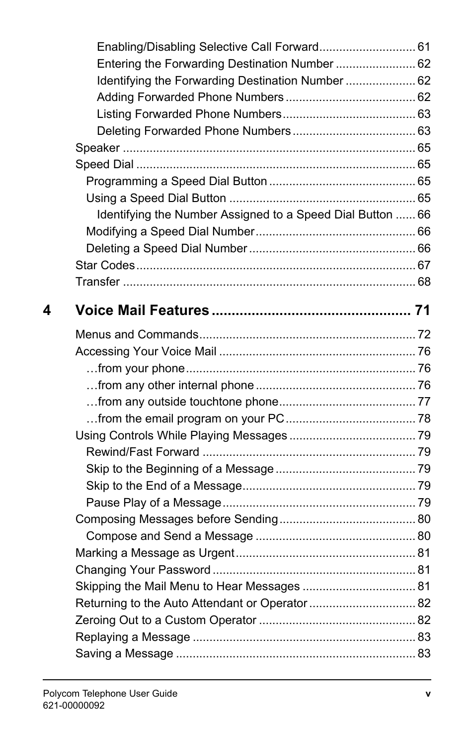 4voice mail features | Polycom 400 User Manual | Page 6 / 132