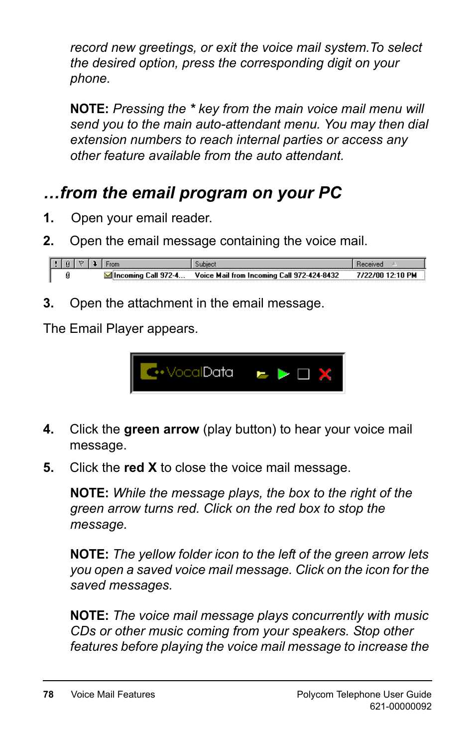 From the email program on your pc | Polycom 400 User Manual | Page 85 / 132