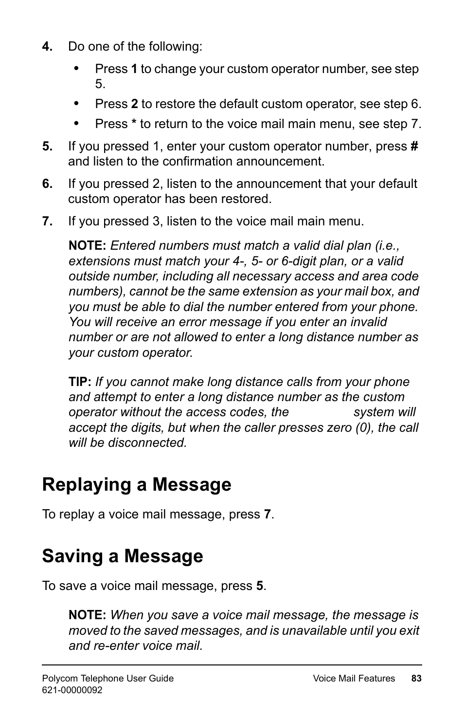 Replaying a message, Saving a message, Replaying a message saving a message | Polycom 400 User Manual | Page 90 / 132