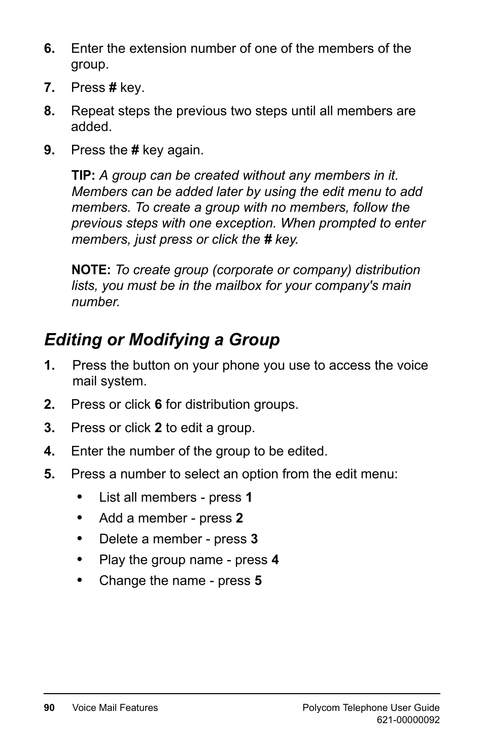 Editing or modifying a group | Polycom 400 User Manual | Page 97 / 132