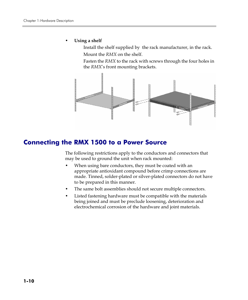 Connecting the rmx 1500 to a power source, Connecting the rmx 1500 to a power source -10 | Polycom RMX DOC2557C User Manual | Page 14 / 33