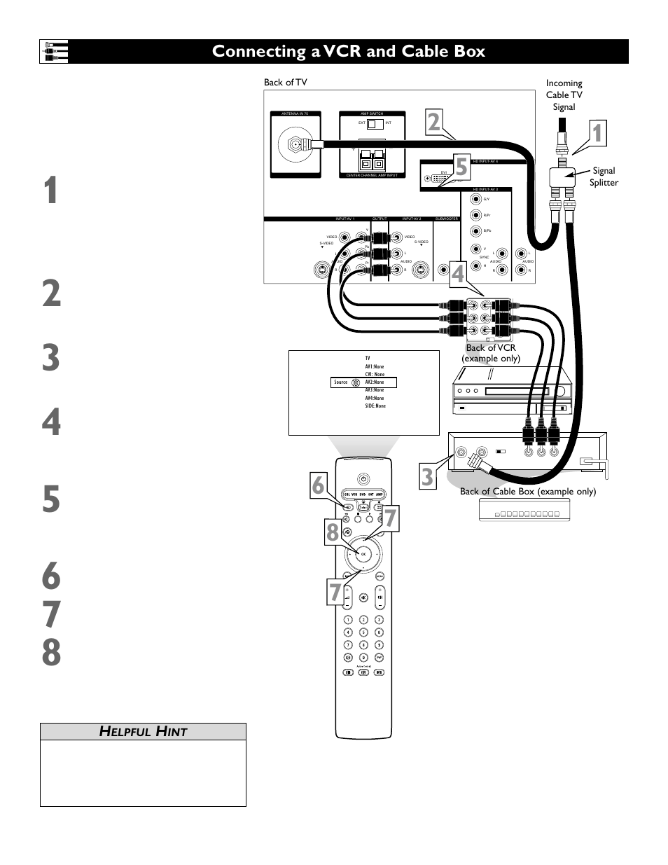 Connecting a vcr and cable box | Polycom 55PP9753 User Manual | Page 10 / 80