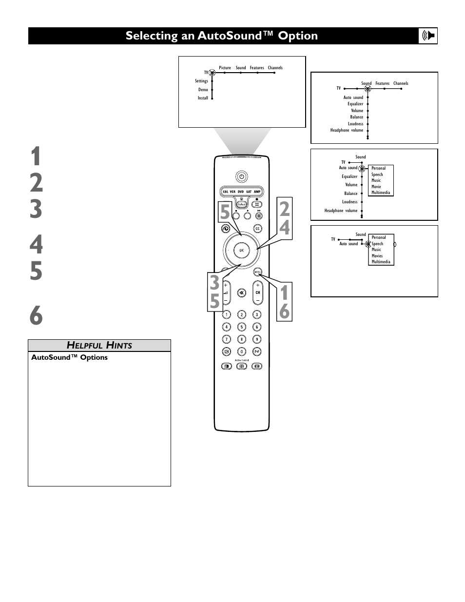 Selecting an autosound™ option | Polycom 55PP9753 User Manual | Page 37 / 80