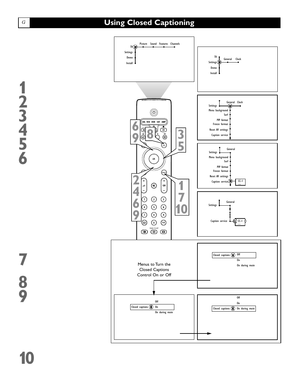 Using closed captioning | Polycom 55PP9753 User Manual | Page 64 / 80