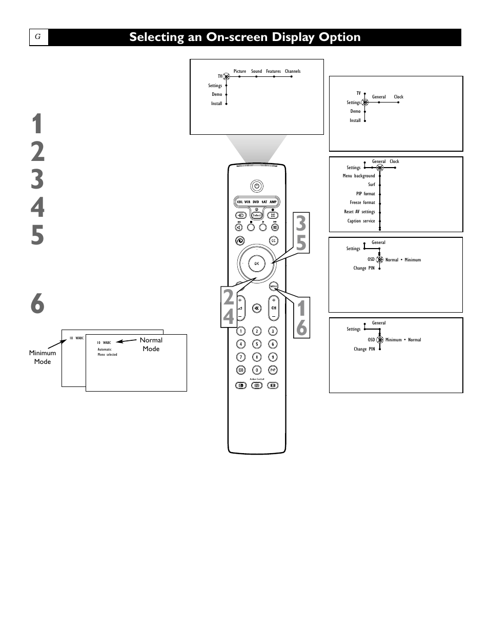 Selecting an on-screen display option | Polycom 55PP9753 User Manual | Page 65 / 80