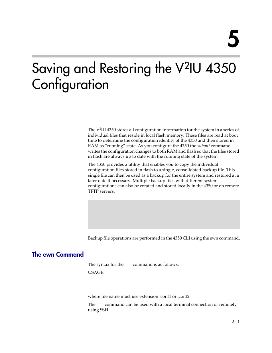 Saving and restoring the v2iu 4350 configuration, The ewn command, The ewn command –1 | Saving and restoring the v, Iu 4350 configuration | Polycom V2IU 4350 User Manual | Page 101 / 120