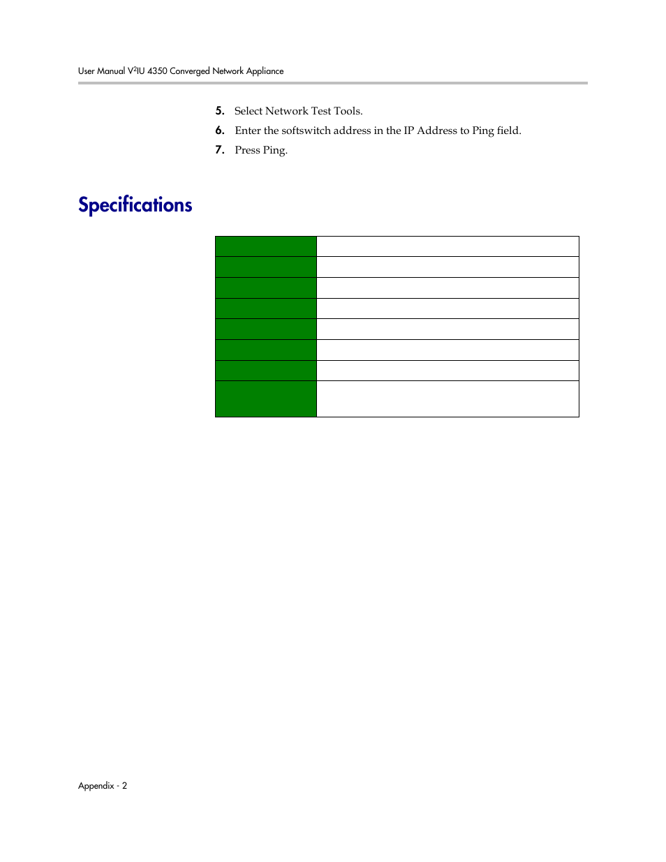 Specifications | Polycom V2IU 4350 User Manual | Page 108 / 120