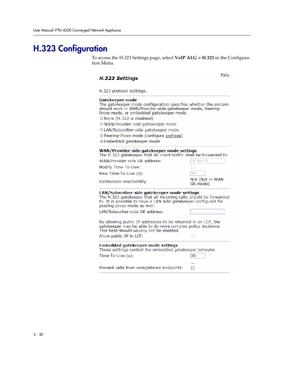 H.323 configuration, H.323 configuration –30 | Polycom V2IU 4350 User Manual | Page 48 / 120