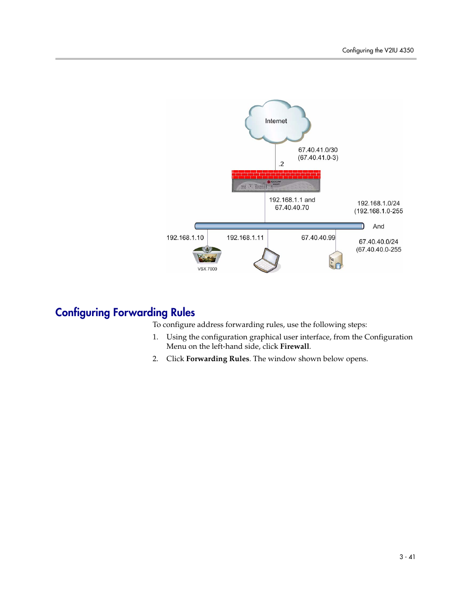 Configuring forwarding rules, Configuring forwarding rules –41 | Polycom V2IU 4350 User Manual | Page 59 / 120