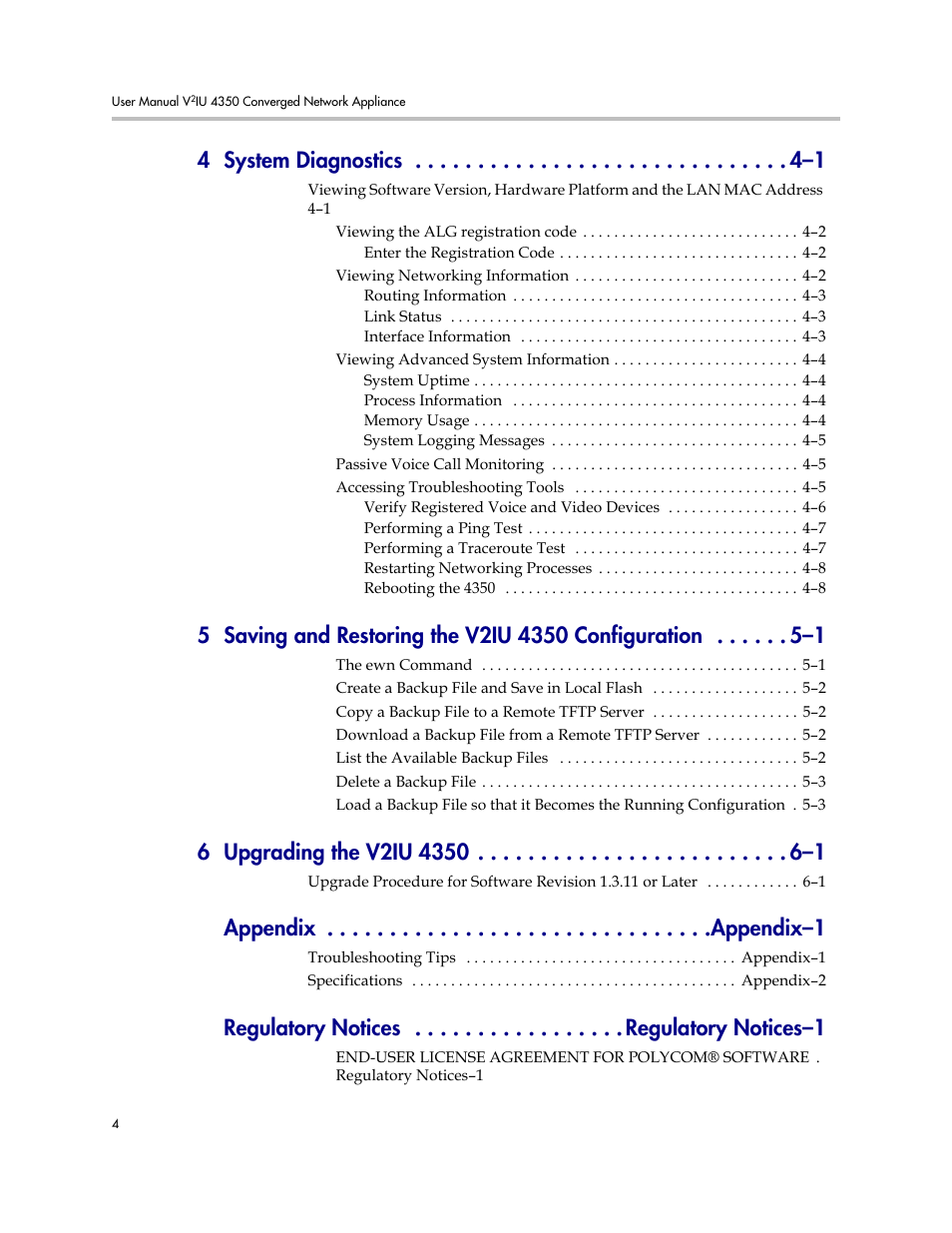 4 system diagnostics –1 | Polycom V2IU 4350 User Manual | Page 6 / 120