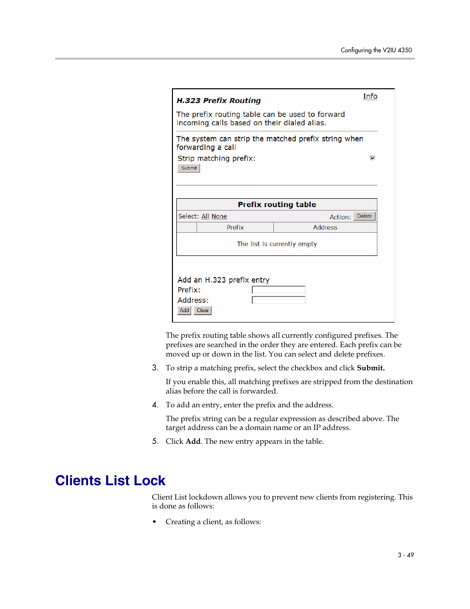 Clients list lock, Clients list lock –49 | Polycom V2IU 4350 User Manual | Page 67 / 120