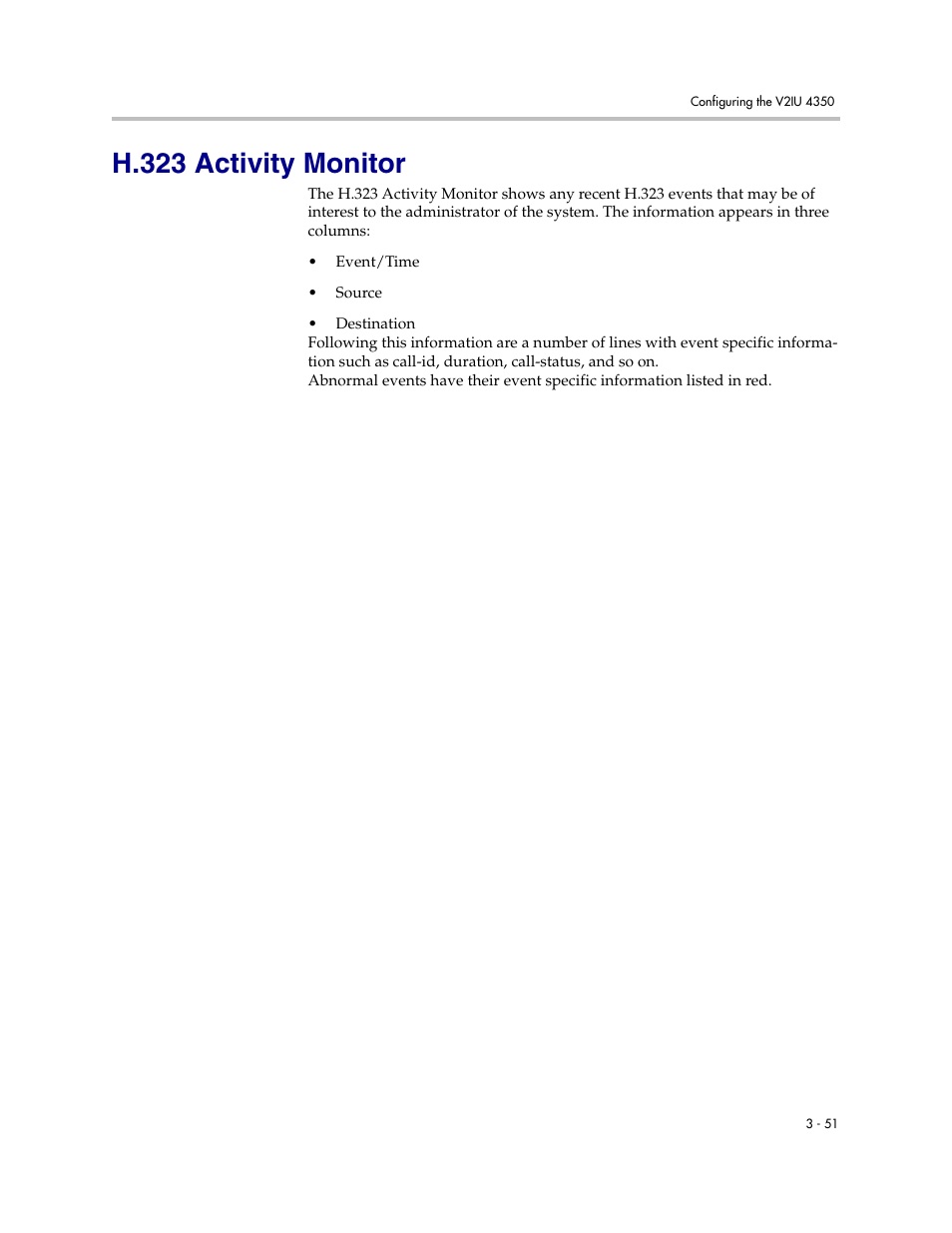 H.323 activity monitor, H.323 activity monitor –51 | Polycom V2IU 4350 User Manual | Page 69 / 120