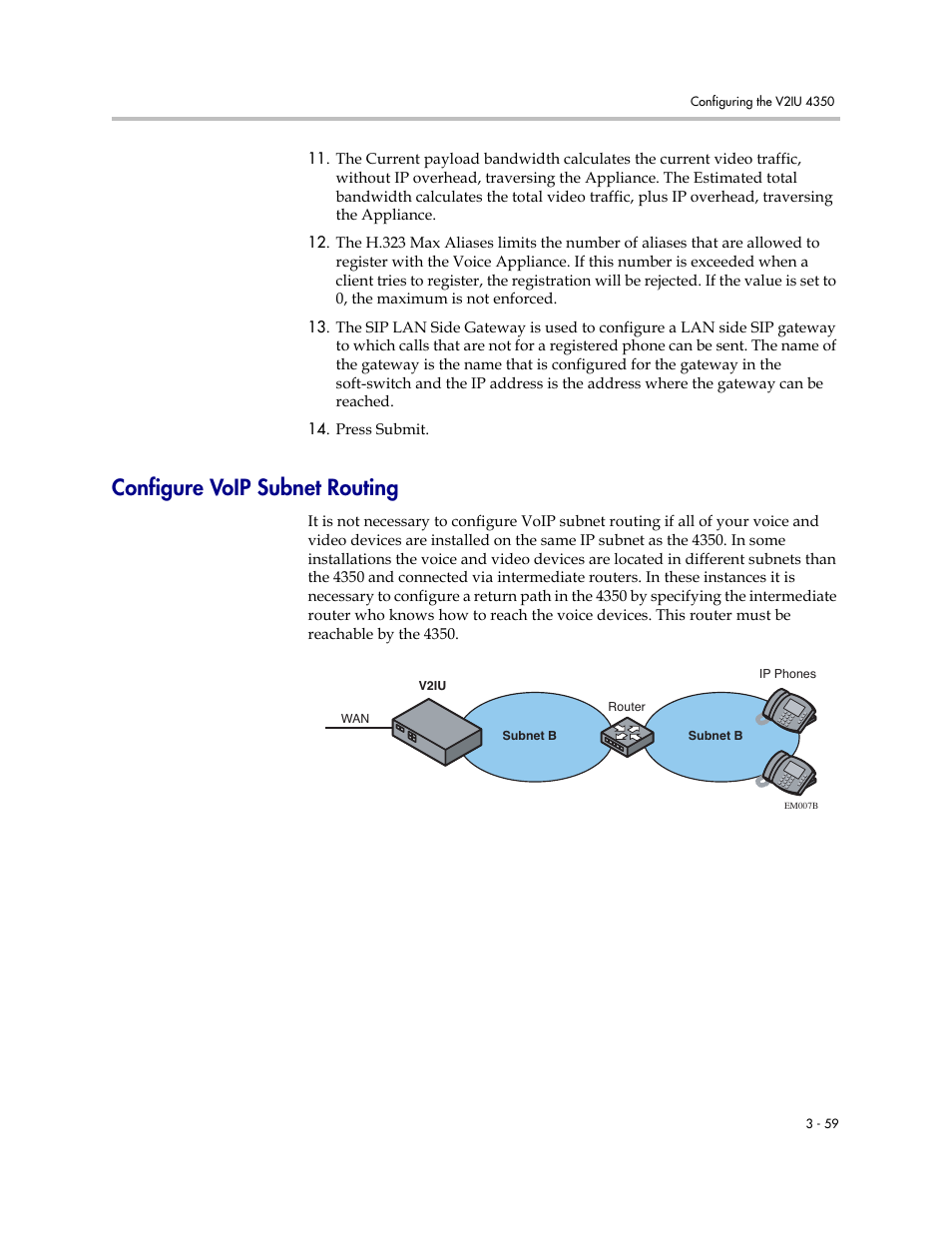 Configure voip subnet routing, Configure voip subnet routing –59 | Polycom V2IU 4350 User Manual | Page 77 / 120