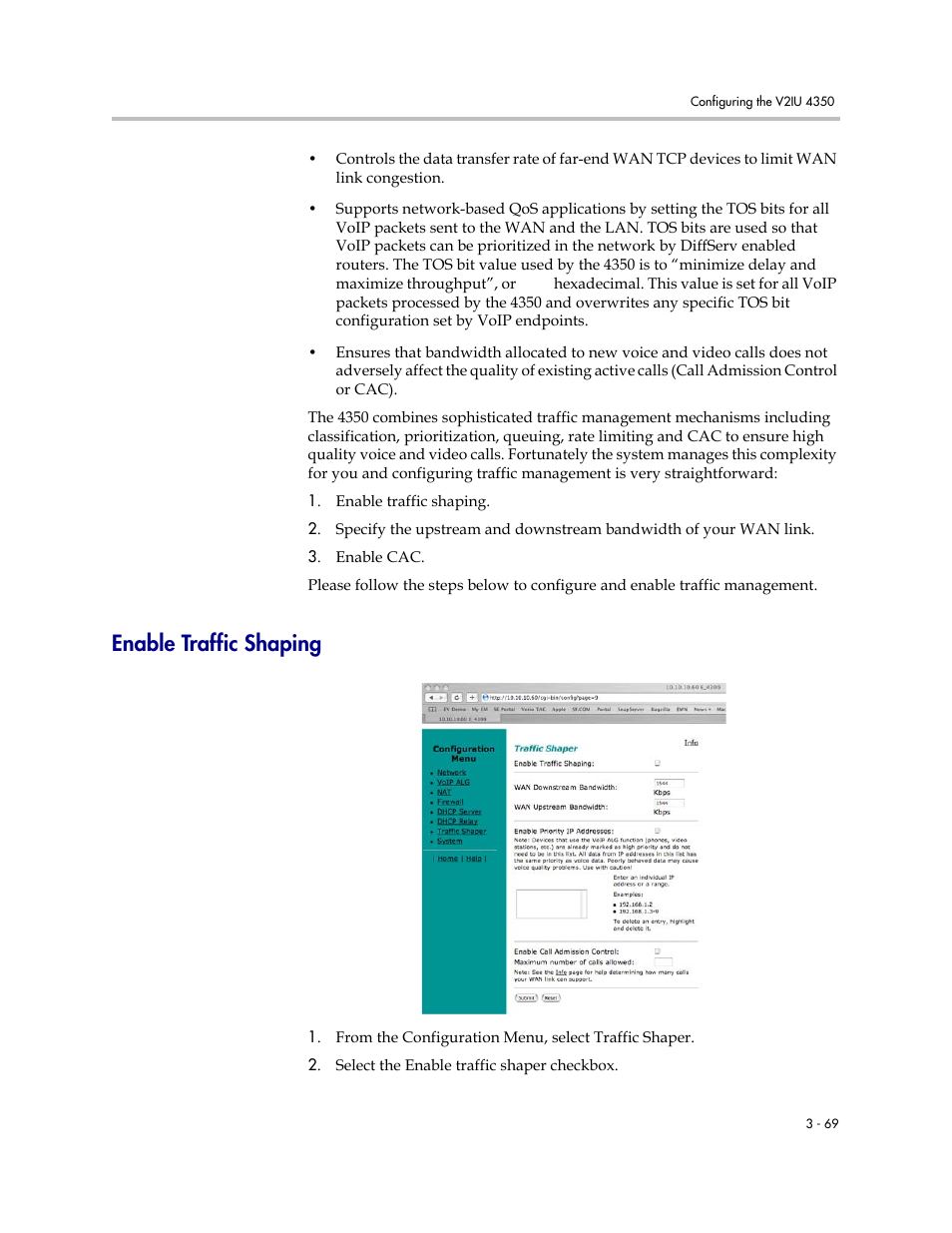 Enable traffic shaping, Enable traffic shaping –69 | Polycom V2IU 4350 User Manual | Page 87 / 120