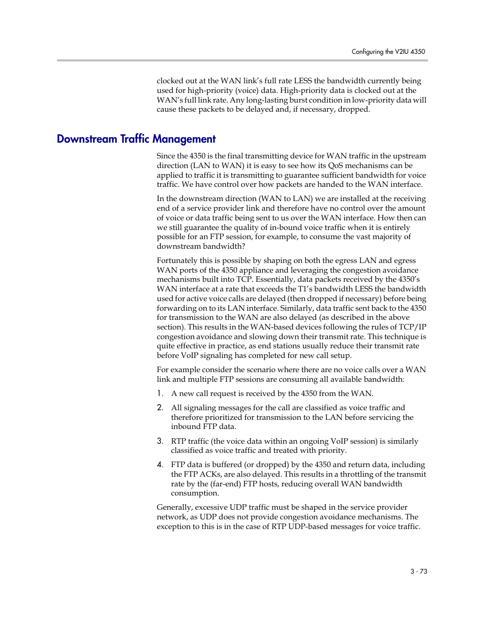 Downstream traffic management, Downstream traffic management –73 | Polycom V2IU 4350 User Manual | Page 91 / 120