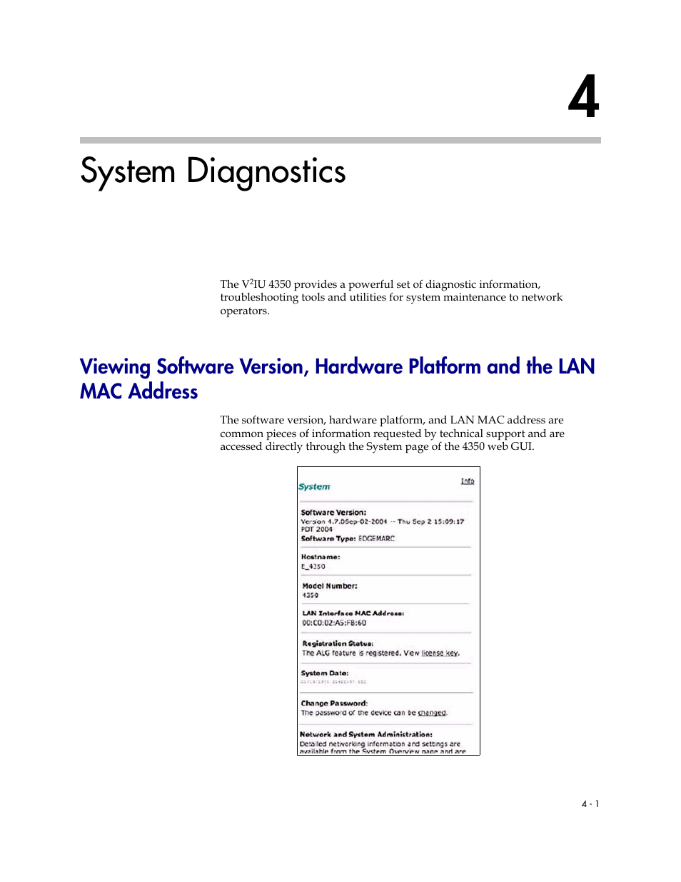 System diagnostics, 4 system diagnostics –1 | Polycom V2IU 4350 User Manual | Page 93 / 120