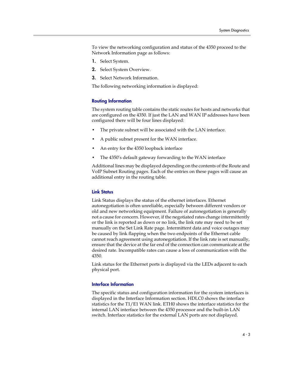 Routing information, Link status, Interface information | Polycom V2IU 4350 User Manual | Page 95 / 120