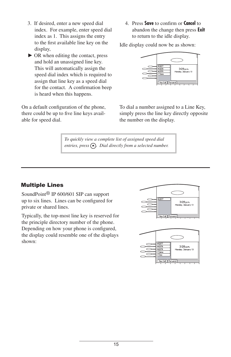 Multiple lines, Dial directly from a selected number | Polycom IP 600 User Manual | Page 18 / 36