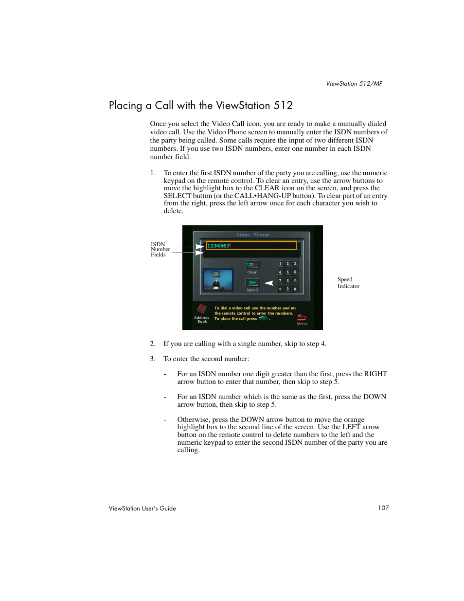 Placing a call with the viewstation 512 | Polycom Viewstation MP User Manual | Page 107 / 140