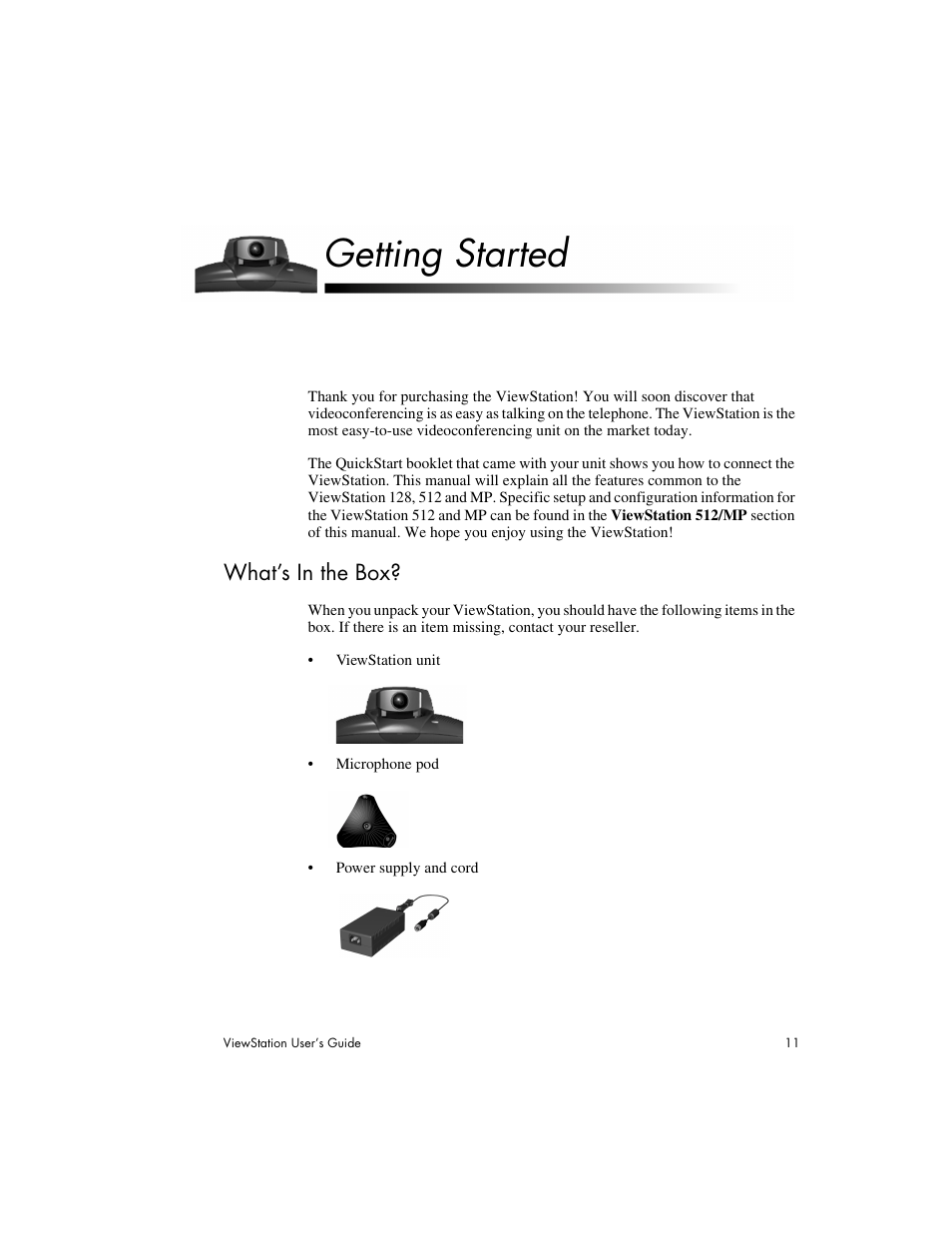 Getting started, What’s in the box | Polycom Viewstation MP User Manual | Page 11 / 140