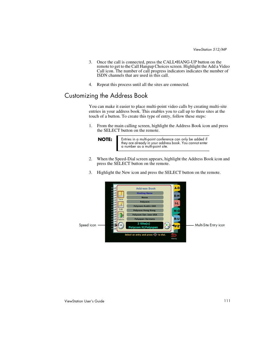 Customizing the address book | Polycom Viewstation MP User Manual | Page 111 / 140