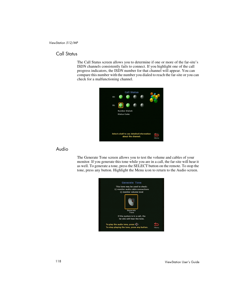 Call status audio | Polycom Viewstation MP User Manual | Page 118 / 140