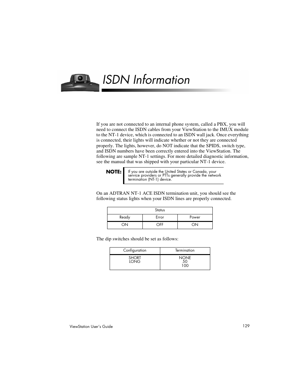 Isdn information | Polycom Viewstation MP User Manual | Page 129 / 140