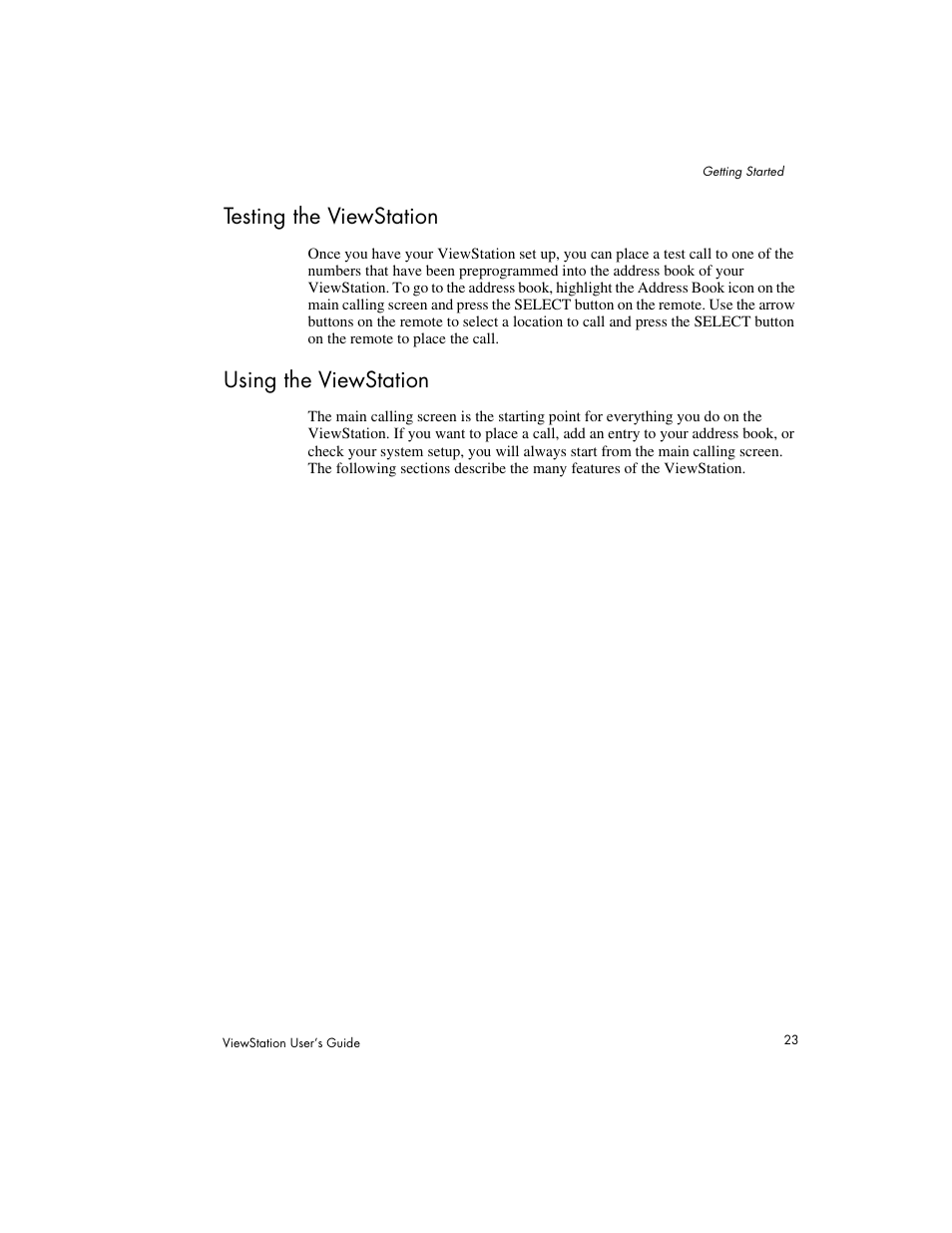 Testing the viewstation using the viewstation, Testing the viewstation, Using the viewstation | Polycom Viewstation MP User Manual | Page 23 / 140