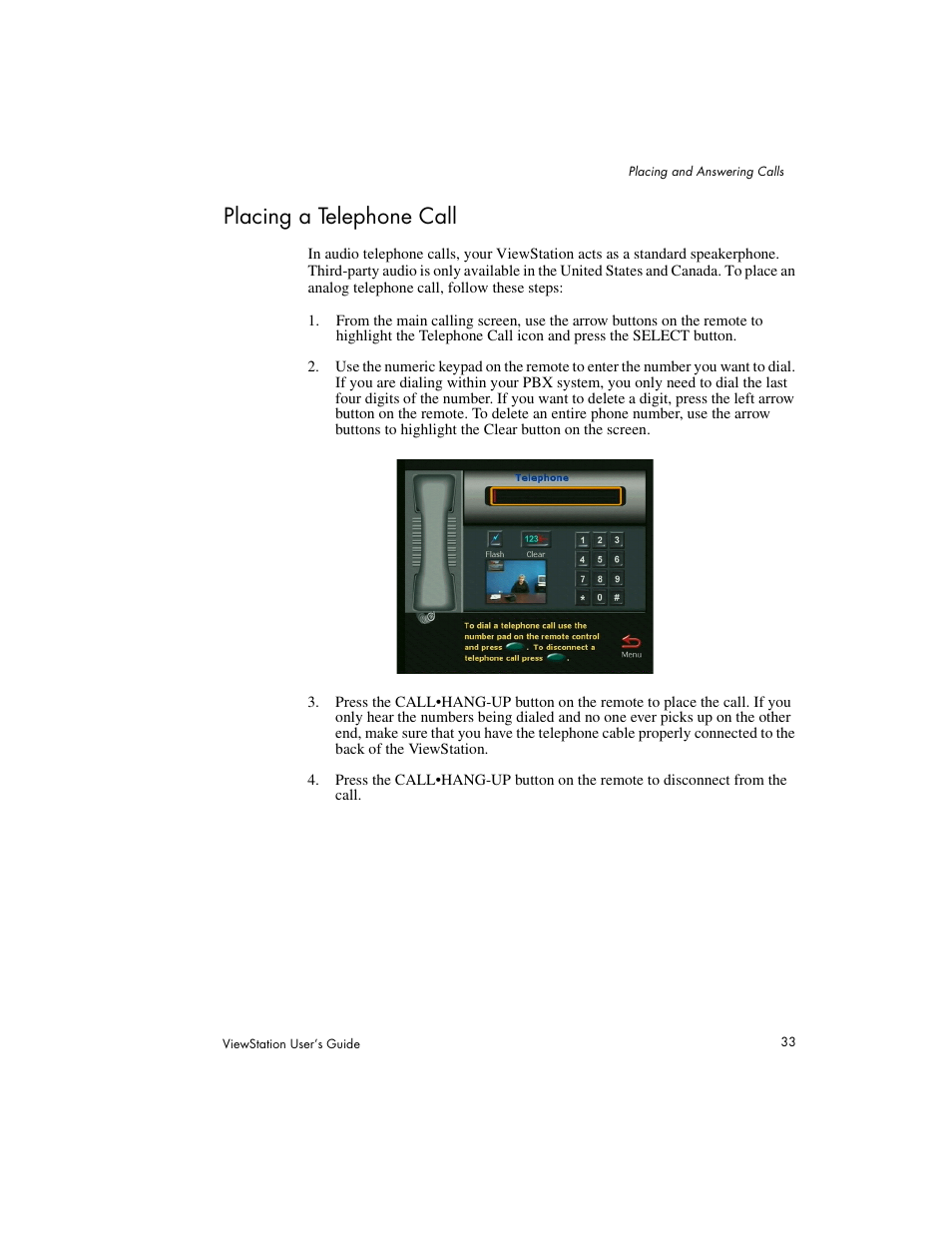 Placing a telephone call | Polycom Viewstation MP User Manual | Page 33 / 140