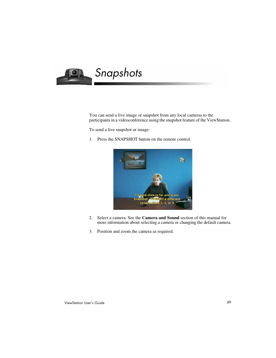Snapshots | Polycom Viewstation MP User Manual | Page 49 / 140