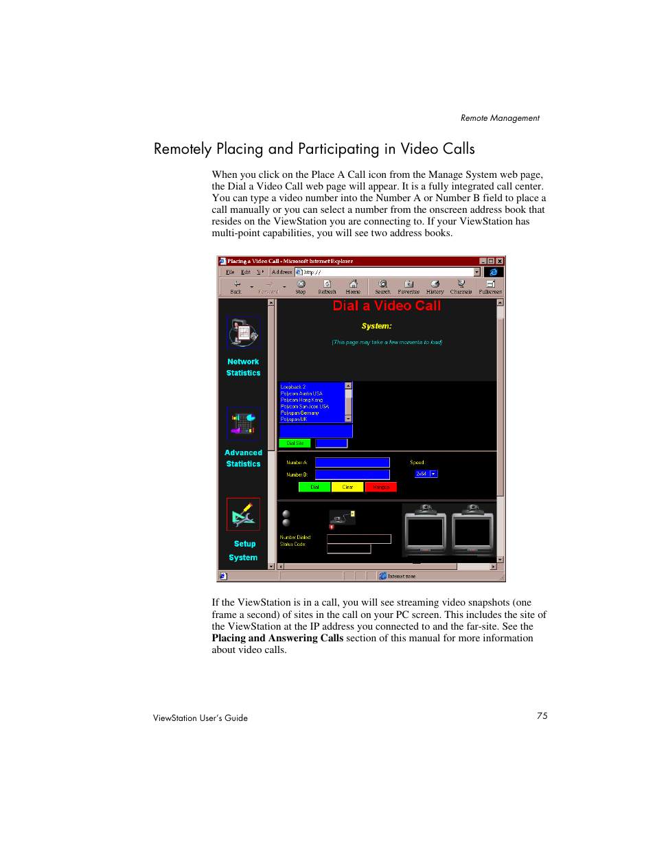 Remotely placing and participating in video calls | Polycom Viewstation MP User Manual | Page 75 / 140