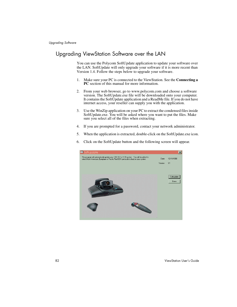 Upgrading viewstation software over the lan, Reset system | Polycom Viewstation MP User Manual | Page 82 / 140