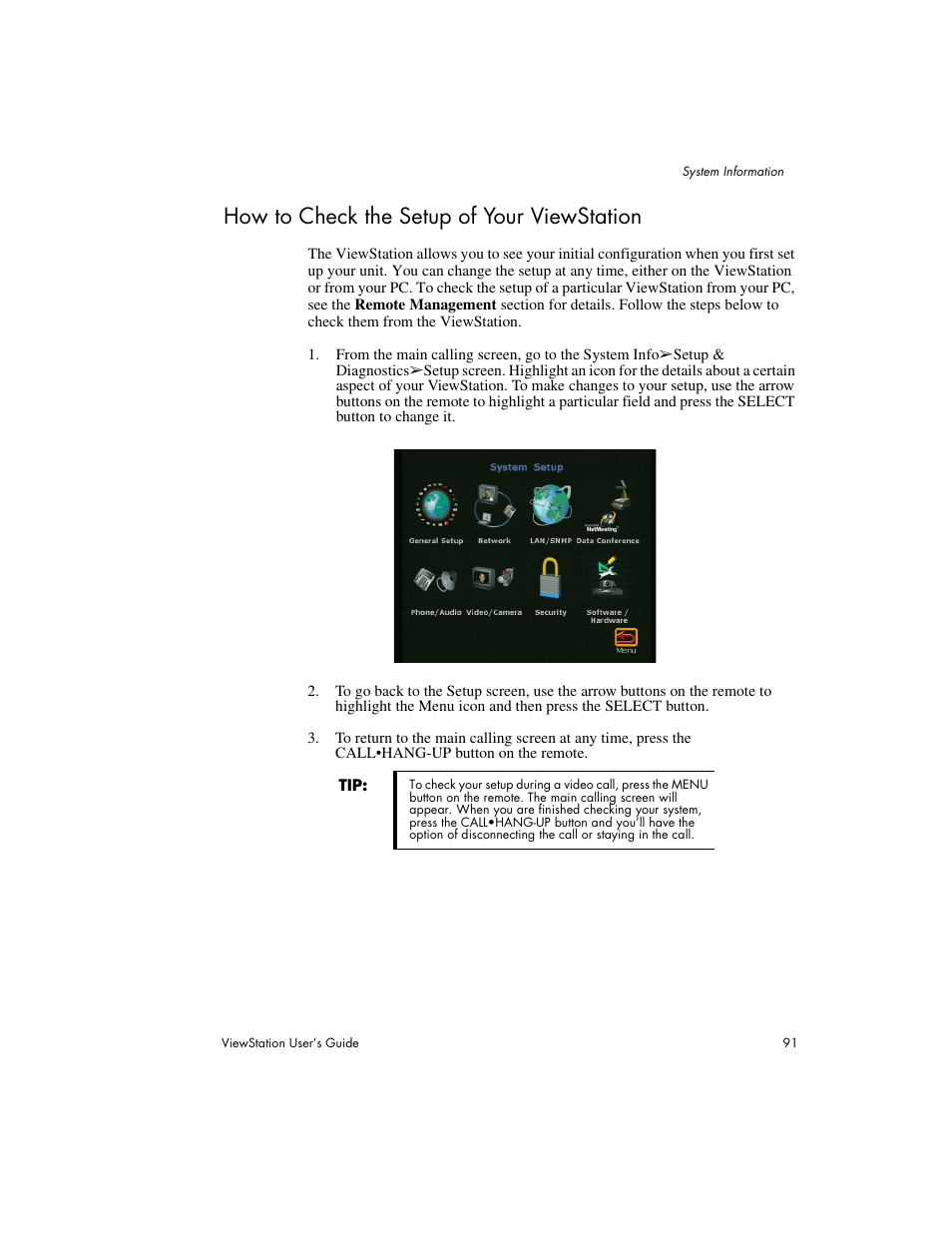 How to check the setup of your viewstation | Polycom Viewstation MP User Manual | Page 91 / 140