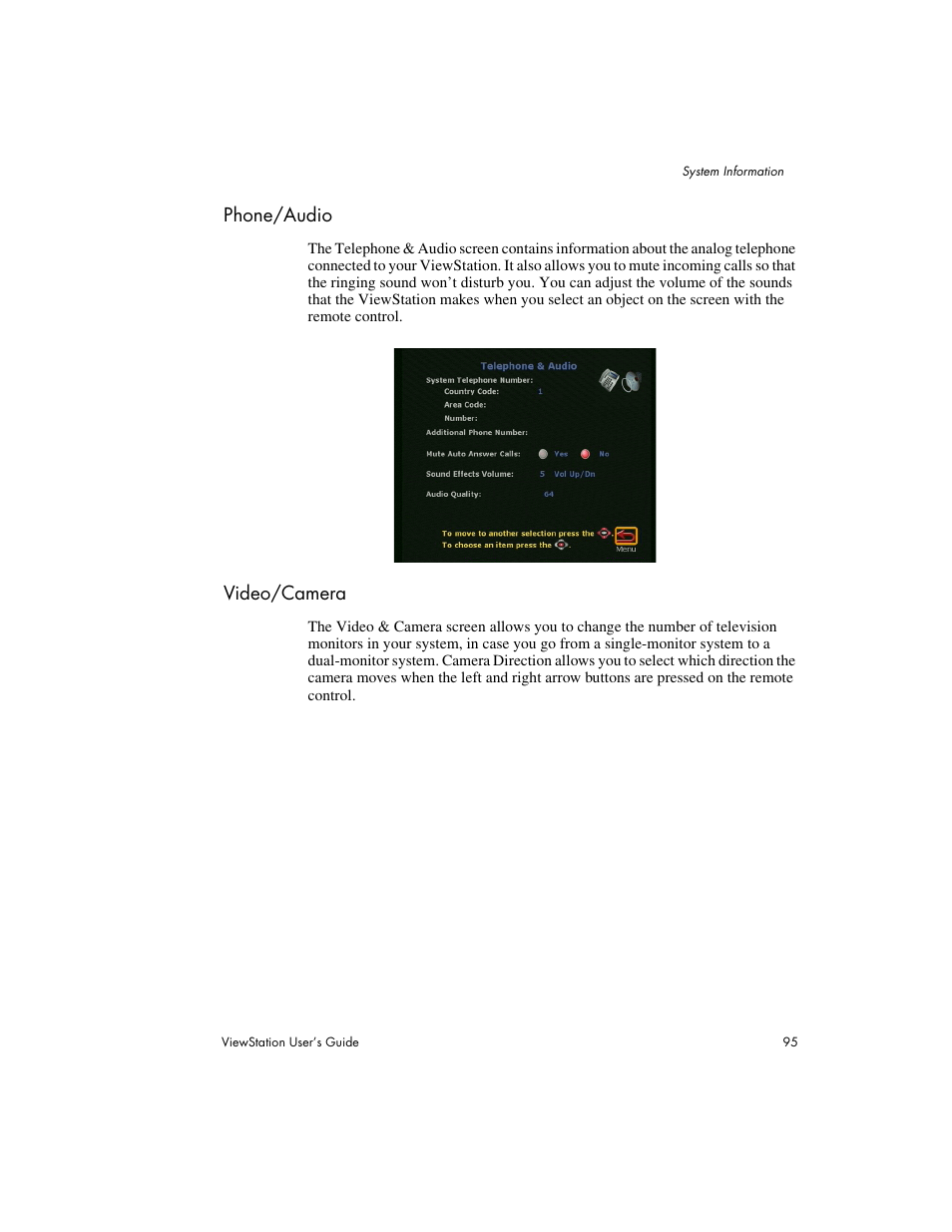 Phone/audio video/camera | Polycom Viewstation MP User Manual | Page 95 / 140