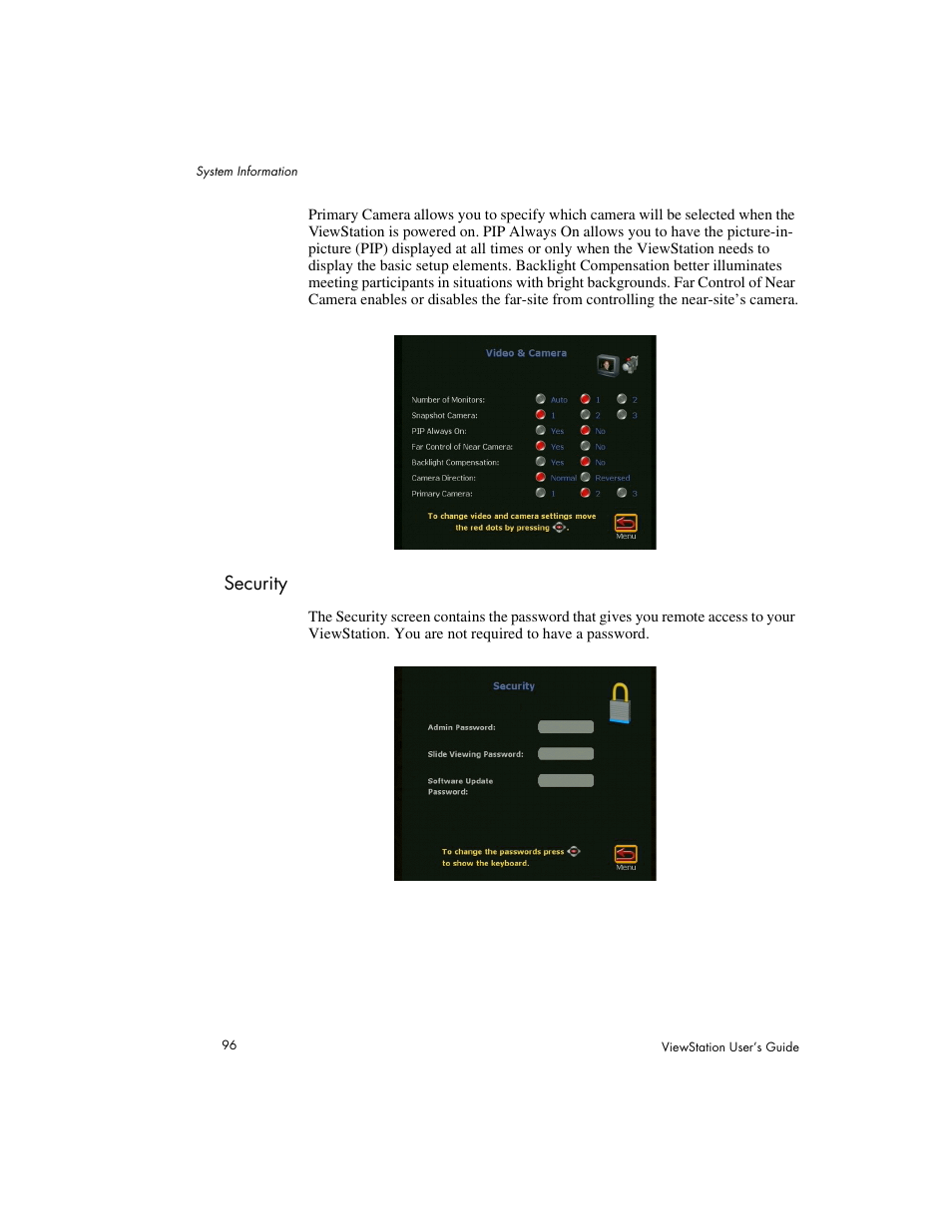 Security | Polycom Viewstation MP User Manual | Page 96 / 140