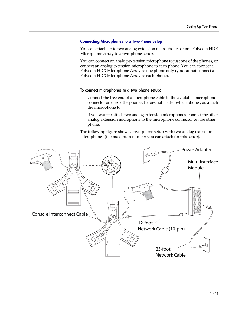 Connecting microphones to a two-phone setup | Polycom SoundStation IP 7000 User Manual | Page 17 / 38