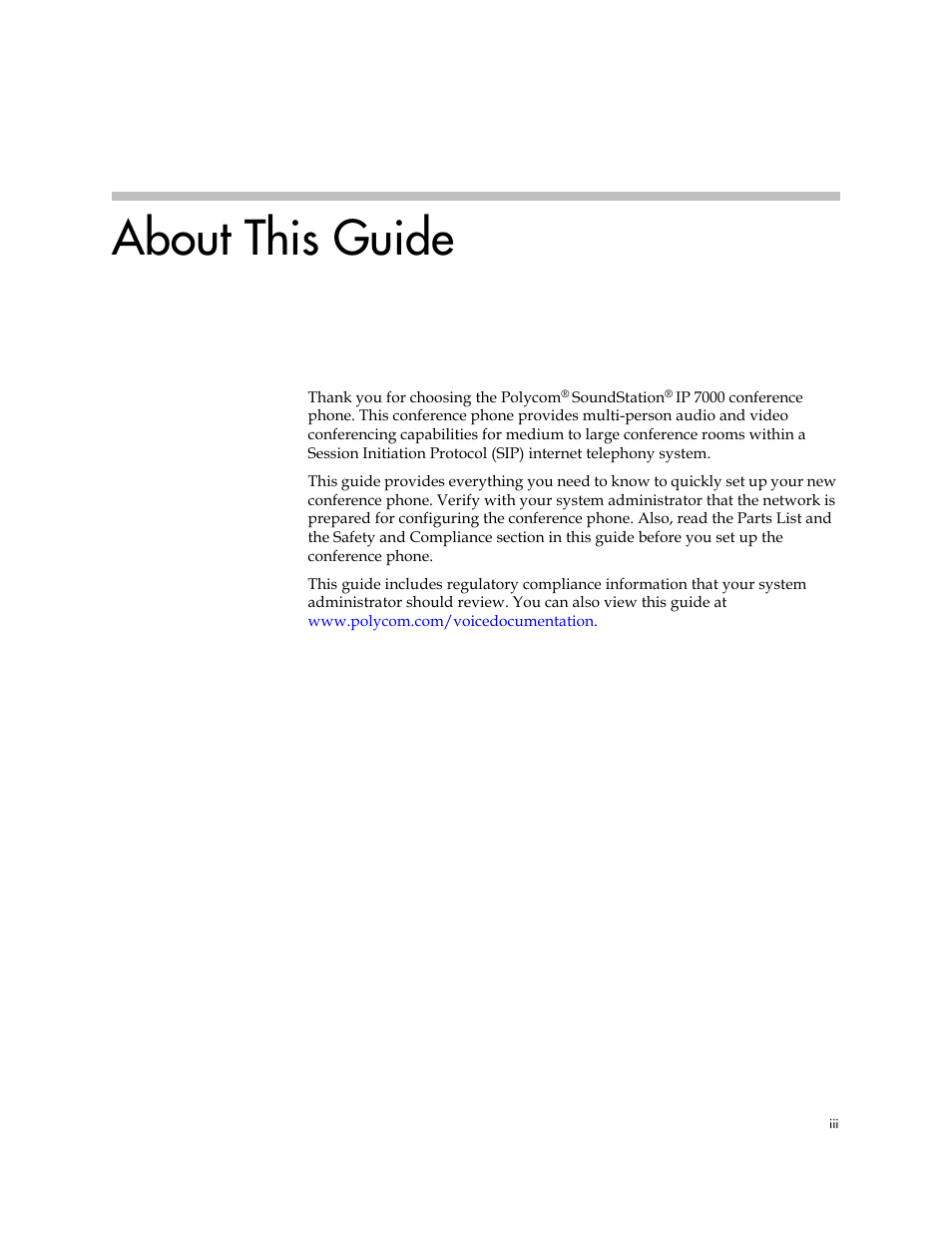 About this guide | Polycom SoundStation IP 7000 User Manual | Page 3 / 38