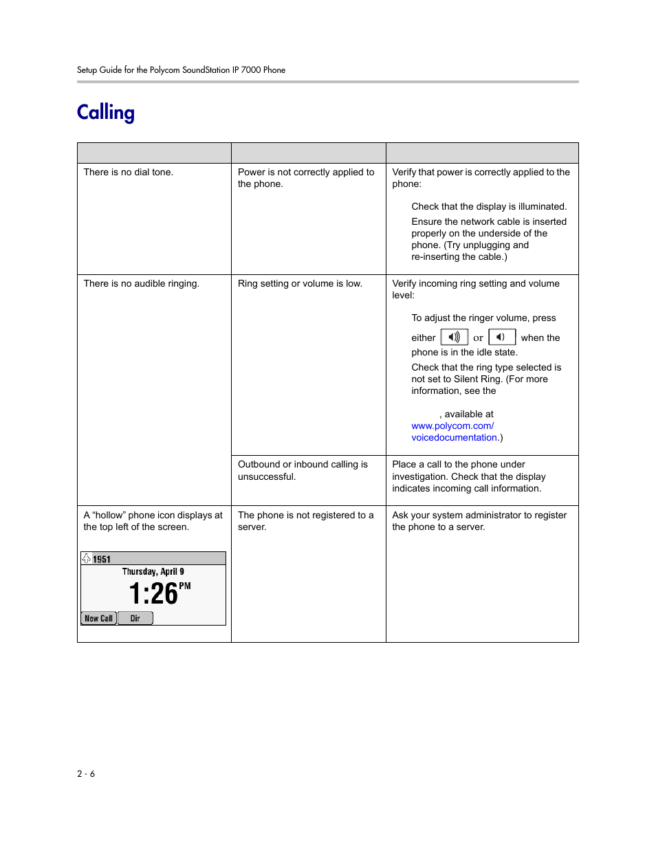 Calling, Calling –6 | Polycom SoundStation IP 7000 User Manual | Page 30 / 38