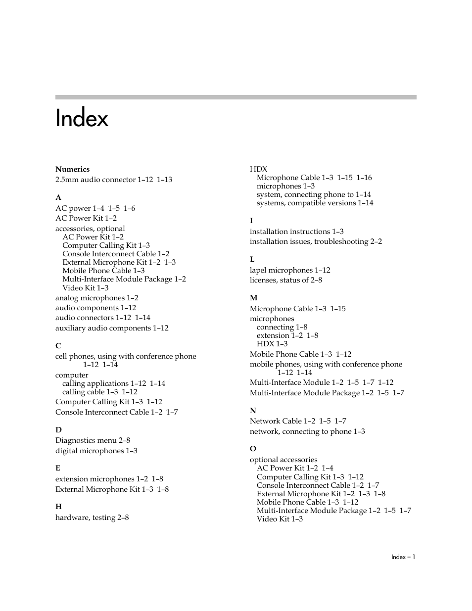 Index | Polycom SoundStation IP 7000 User Manual | Page 37 / 38