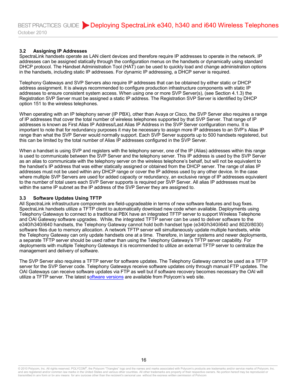 2 assigning ip addresses, 3 software updates using tftp, Assigning ip addresses | Software updates using tftp, Best practices guide | Polycom H340 User Manual | Page 16 / 30