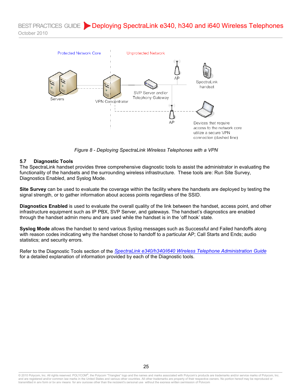 7 diagnostic tools, Diagnostic tools, Best practices guide | Polycom H340 User Manual | Page 25 / 30