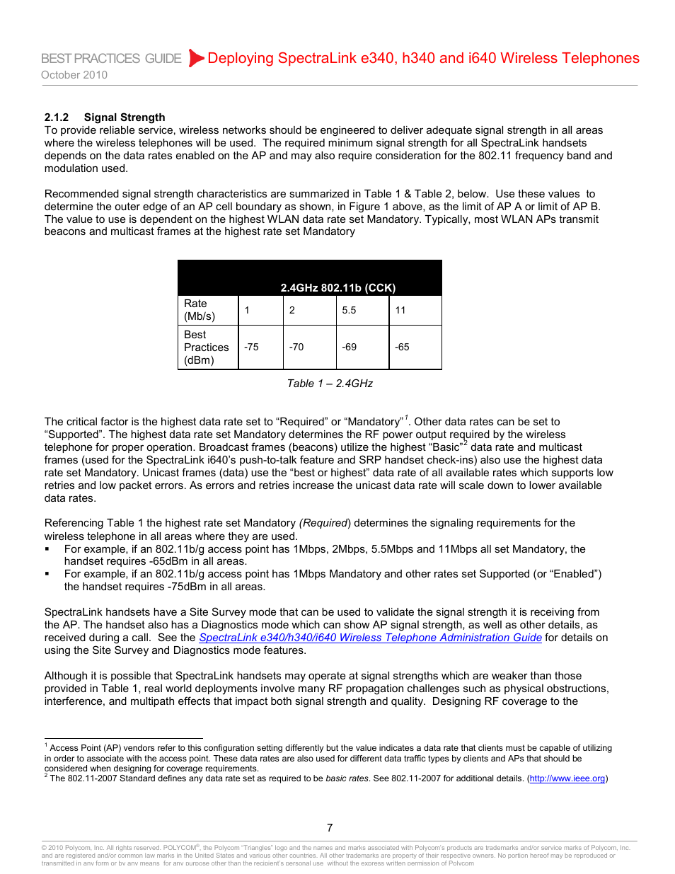 2 signal strength, Signal strength, Best practices guide | Polycom H340 User Manual | Page 7 / 30