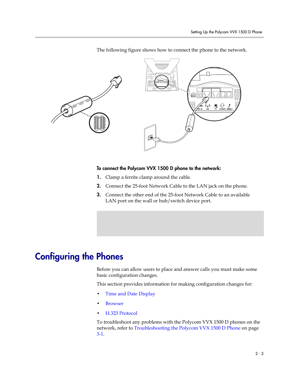 Configuring the phones, Configuring the phones –3, Refer to | Configuring the, Phones | Polycom VVX 1500 D User Manual | Page 13 / 42