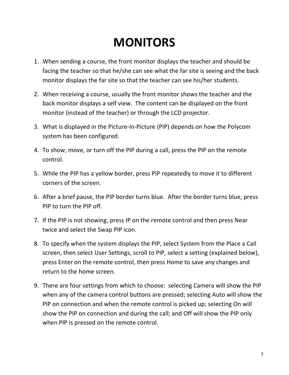 Monitors | Polycom VSX7000E User Manual | Page 8 / 12