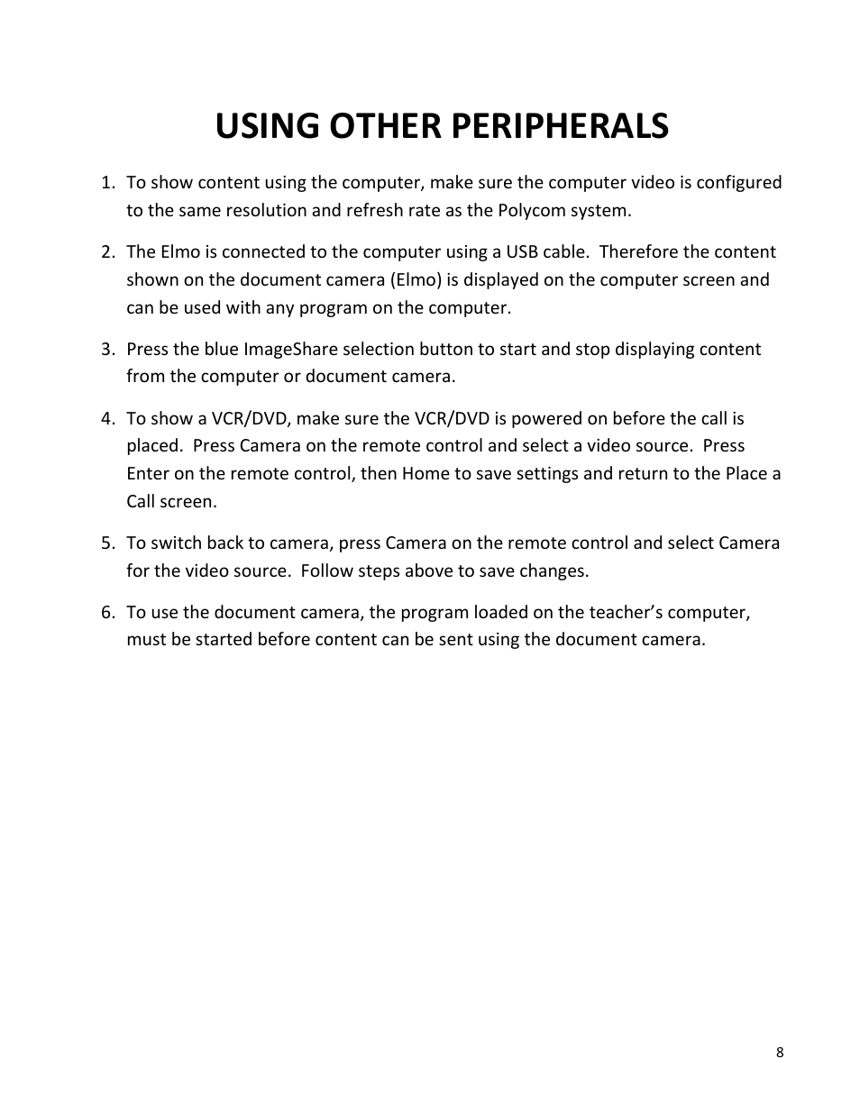 Using other peripherals | Polycom VSX7000E User Manual | Page 9 / 12