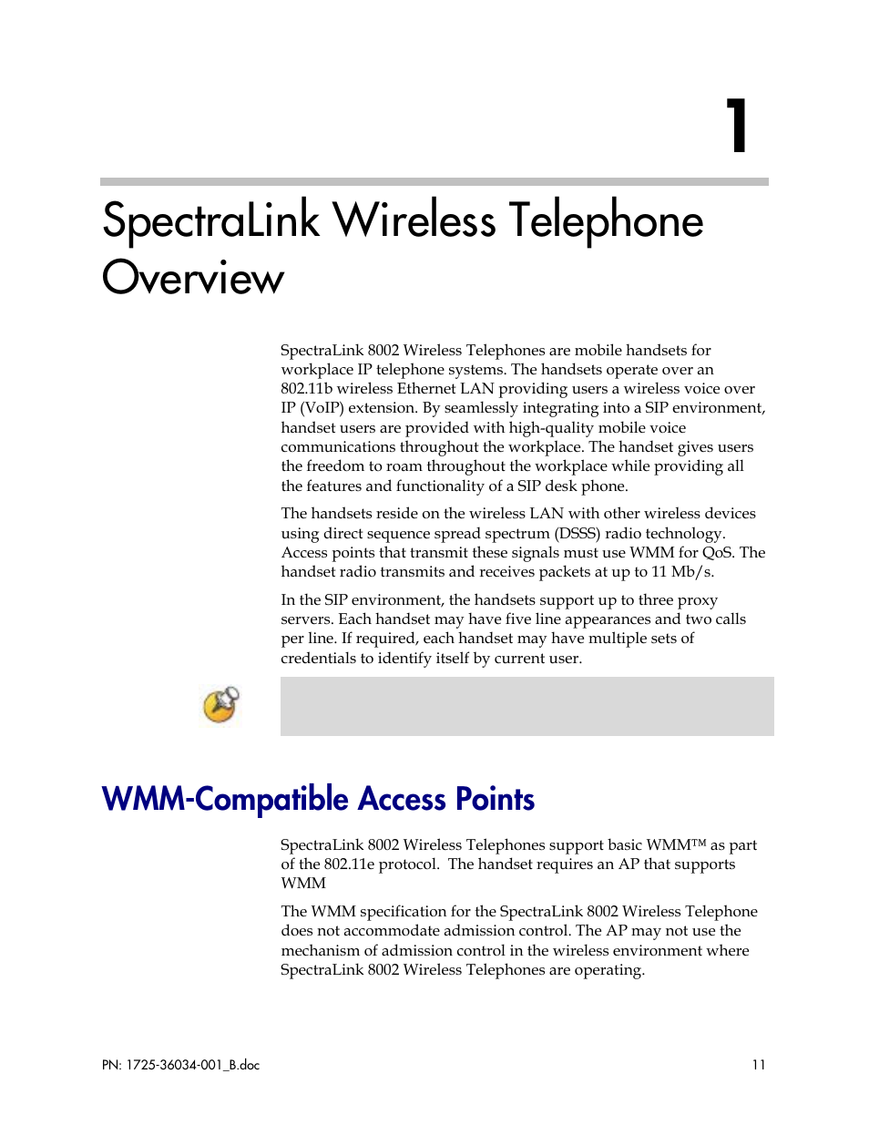 Spectralink wireless telephone overview, Wmm-compatible access points | Polycom SpectraLink 1725-36034-001 User Manual | Page 11 / 99