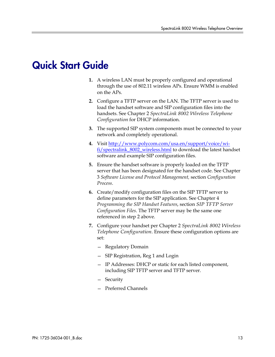 Quick start guide | Polycom SpectraLink 1725-36034-001 User Manual | Page 13 / 99