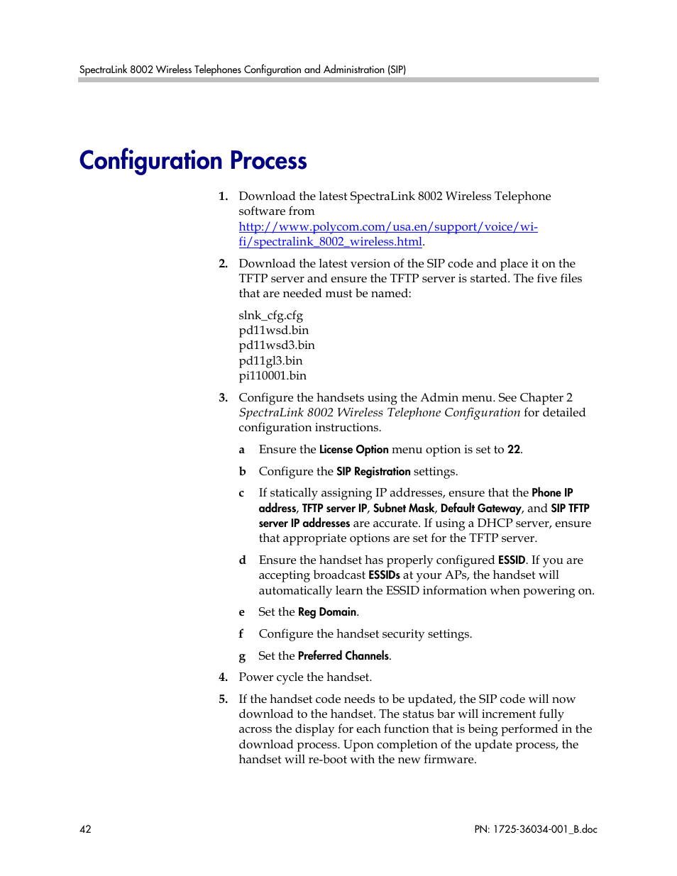 Configuration process | Polycom SpectraLink 1725-36034-001 User Manual | Page 42 / 99